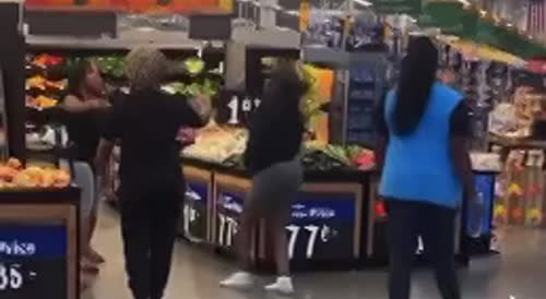 "Attention Walmart Shoppers" fight in Produce Department