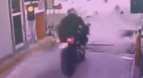 2 Bikers Go FLYING Trying To Scam Tollbooth