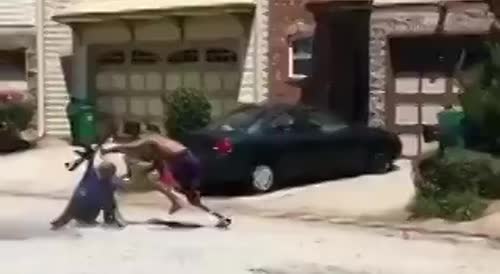 White guy cannot win fight against black guy so he pulls out gun(repost)