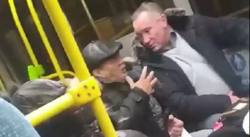 Drunk Old Man Mistaken For An Asian Attacked On The Moscow Bus