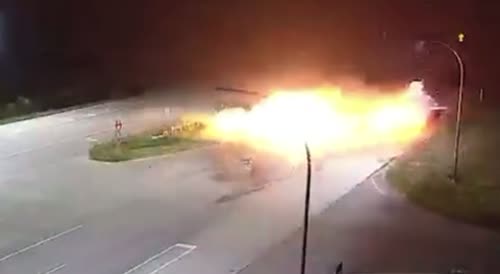 Truck collision leads to a fireball