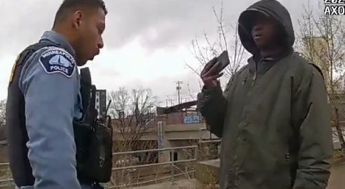 Minneapolis officer shoving black man to the ground