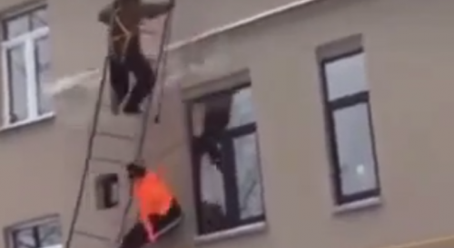 Two Workers Take The Hard Way Down