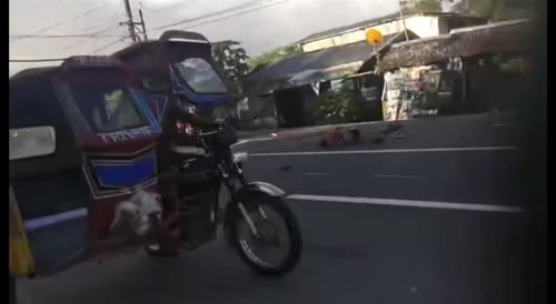 Tricycle - motorbike accident in Philippines....