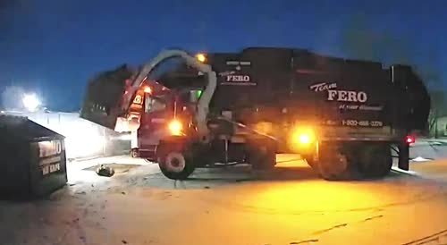 Sleeping Homeless Guy Dumped Into Garbage Truck