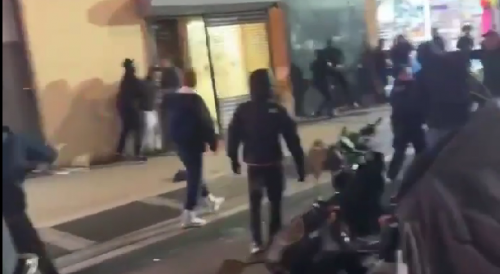 Brawl outside an illegal migrant hotel in New York
