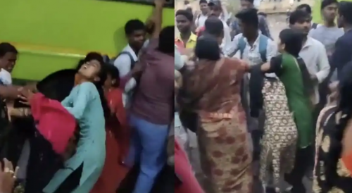 Indian Women Fighting Over Bus Seats