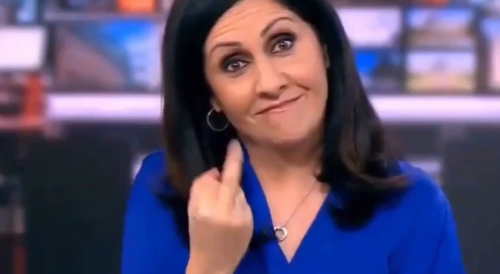 BBC Reporter Gives the "Middle Finger" - live TV