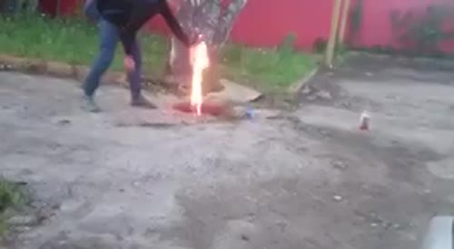 Russian kids blows up street