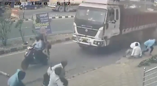 Motorcyclists Crushed By Lost Control Truck In India