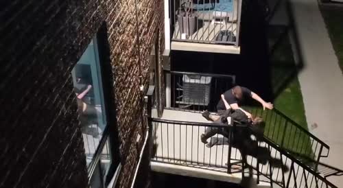 Drunk Guy Tries to Break into Apartment Building