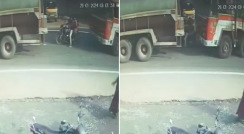 Indian Couple Crushed Between Trucks