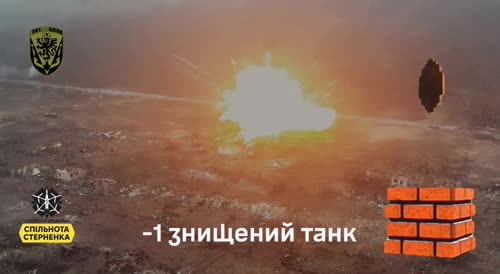 spectacular tank detonation at Krynky