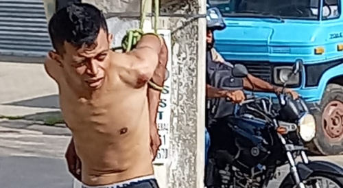 Thief Tied To The Pole, Left In Public In Brazil