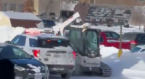 Nebraska man rams vehicles at Home Depot with a skid loader