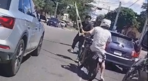 Biker Gets Bashed With A Crutch During Road Rage Incident