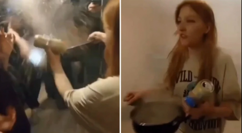 Russian Girl Throws Boiling Hot Water Into Guy's Face