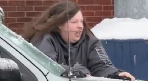 Nerw Jersey Woman Aggressively Scraping Ice
