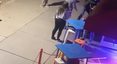Angry Guys Fight Outside the Bar