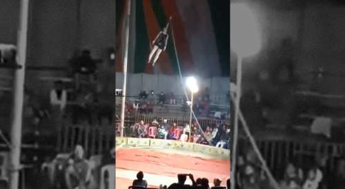 Indian Circus Gymnast Passes Out