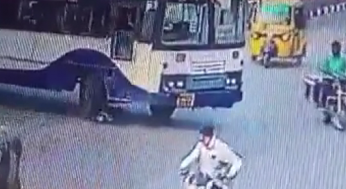 Careless Woman Ran Over By Bus In India