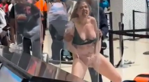 Naked Woman Fucking Loses It At Jamaican Airport