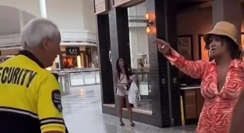 Angry Black Woman Slaps a Security Guard