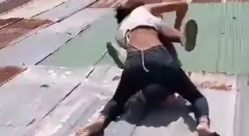 Fighting Caracas Girls Fall Through The Roof