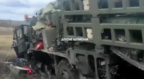 S-350 Vityaz anti-aircraft missile launcher that ran into its mines in the Lugansk region.
