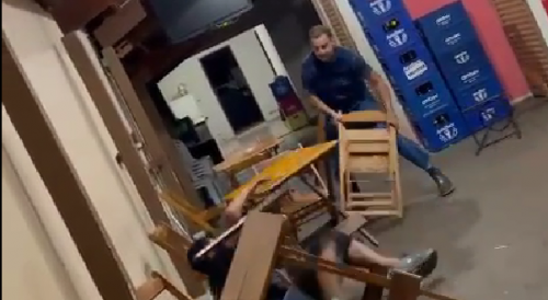 Chair Fight Breaks out Inside The Bar in Brazil