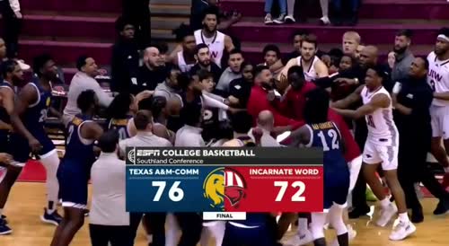 Teams Brawl After a College Basketball Game