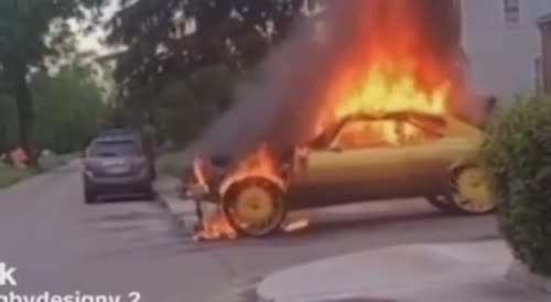 Pimp Car on Fire - Man Cries