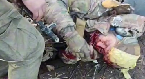 A dead soldier on the border of Ukraine and Russia