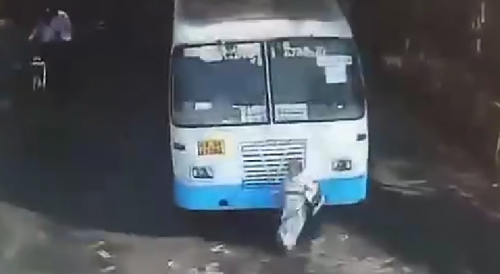 Woman Ran Over, Killed By The Bus In India