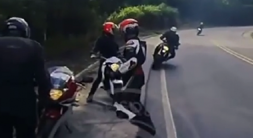Biker Plows Into The Group Of Mates (Extended)