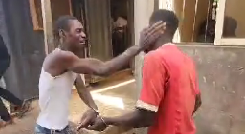 Caught stealing and forced to slap each other