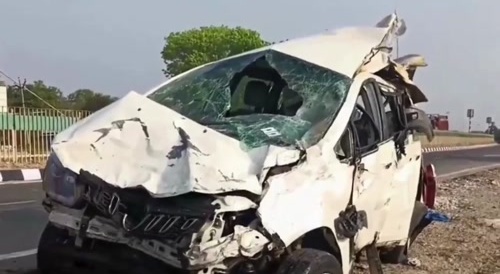 5 Killed In Road Accident As Speeding Car Overturns After Hitting Two-Wheeler