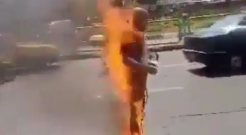 Self Immolation On The Busy Street In Iran
