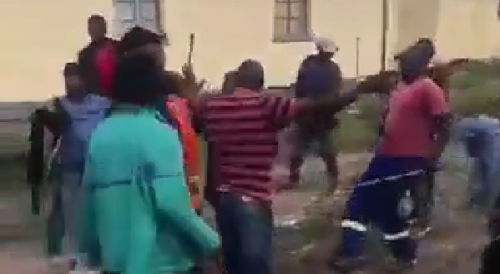 Groups Of Workers Fight With Sticks Over A Salary In South Africa