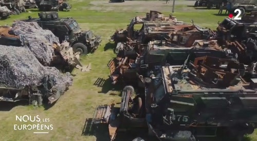 Salvage yard of western armor destroyed in Ukraine