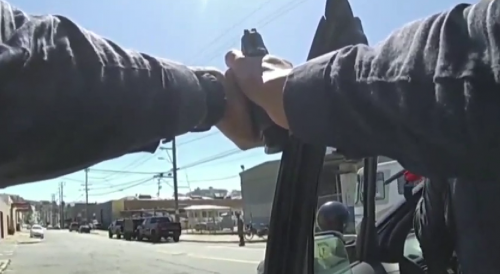 Man raises loaded crossbow at San Francisco officers before being shot