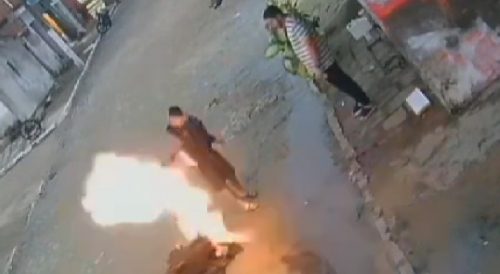 Man 'catches on fire' while lighting a bonfire in São João Brazil