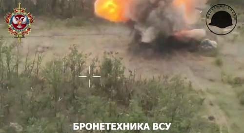 Ukrainian armor get blown up near key Donbass town