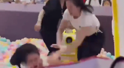 Chinese Women Fight in the Ball Pit