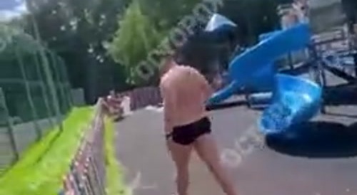 A man with a mental disorder was sunbathing on the playground