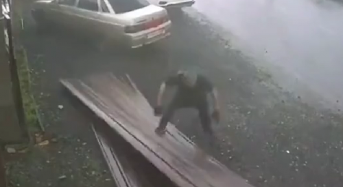 Windy Day At Work In Russia