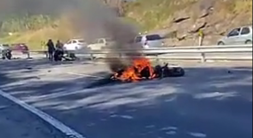 Biker Dies In Fiery Crash On Brazilian Road