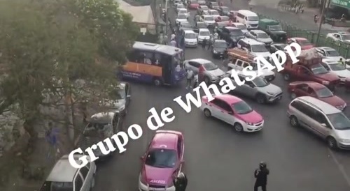 Protest in México city, Tlalpan, taxi roadrage other view