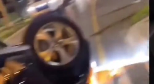 Guy flips car and is angry at everyone else