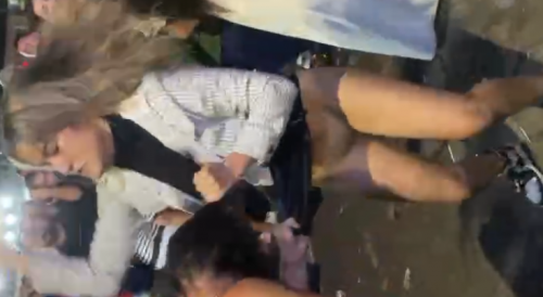 Drunk Girl Loses Pants During Fight Outside The Club In Brazil